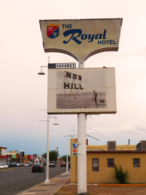 Nob Hill photo on The Royal Hotel sign. 