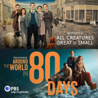 Masterpiece PBS promotional image of All Creatures Great & Small and Around the World in 80 Days