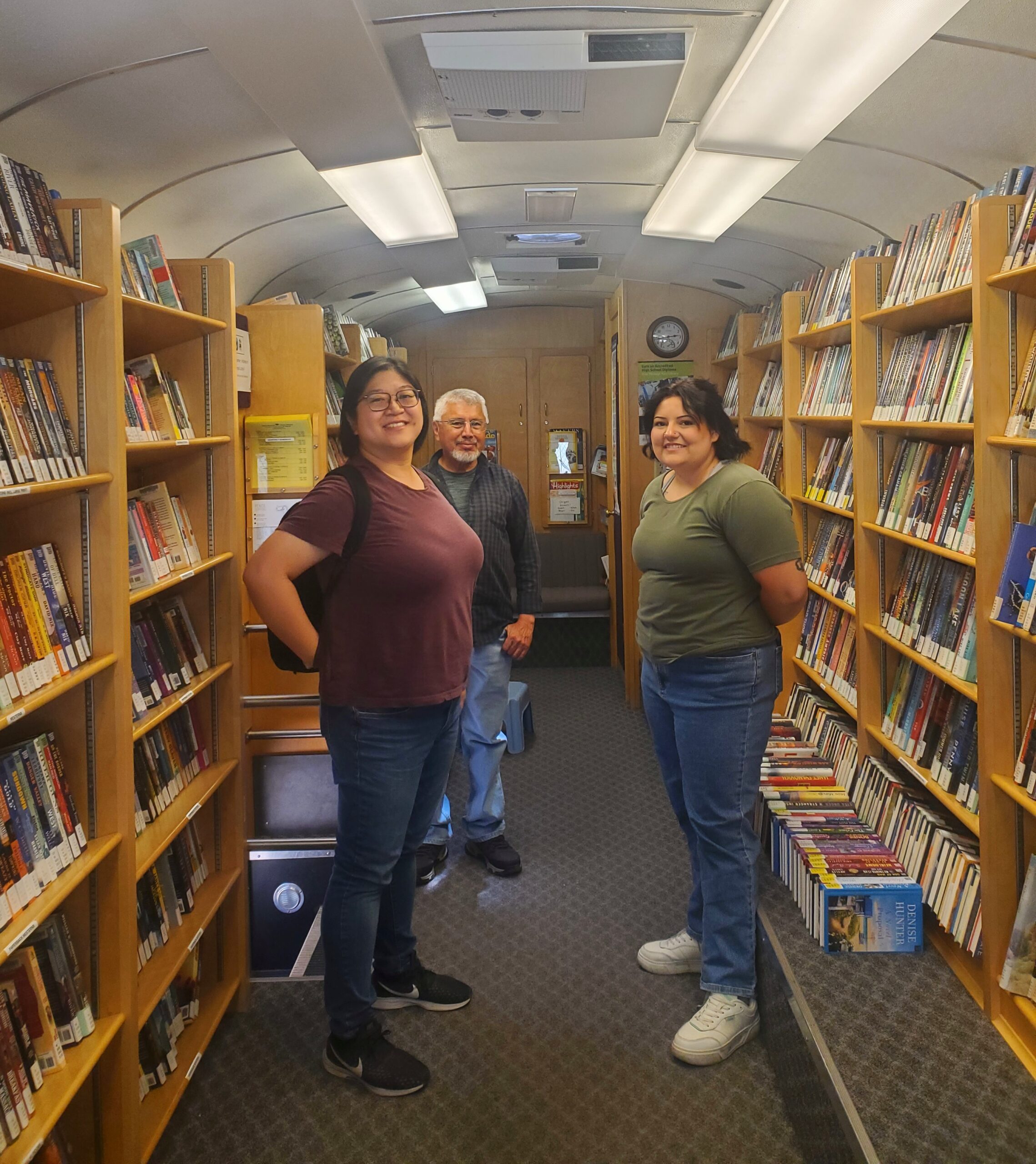 Jennifer and Marley in one of the Bookmobiles.