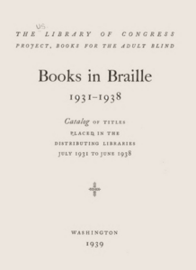 1931 Books in Braille catalog.