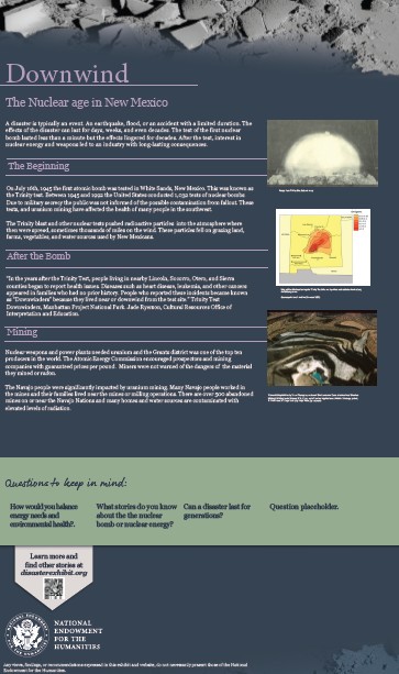 Image of the Downwind: The Nuclear age in New Mexico banner with text and images. 